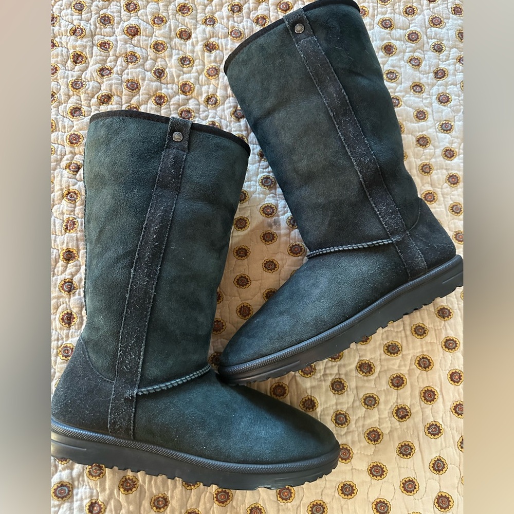 Abeo Black Classic Midcalf Sheepskin Winter Boots Size 8